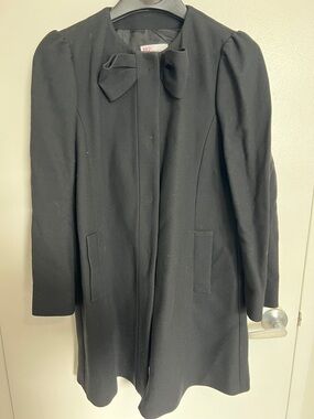 RED Valentino Black Bow-Detail Wool Coat